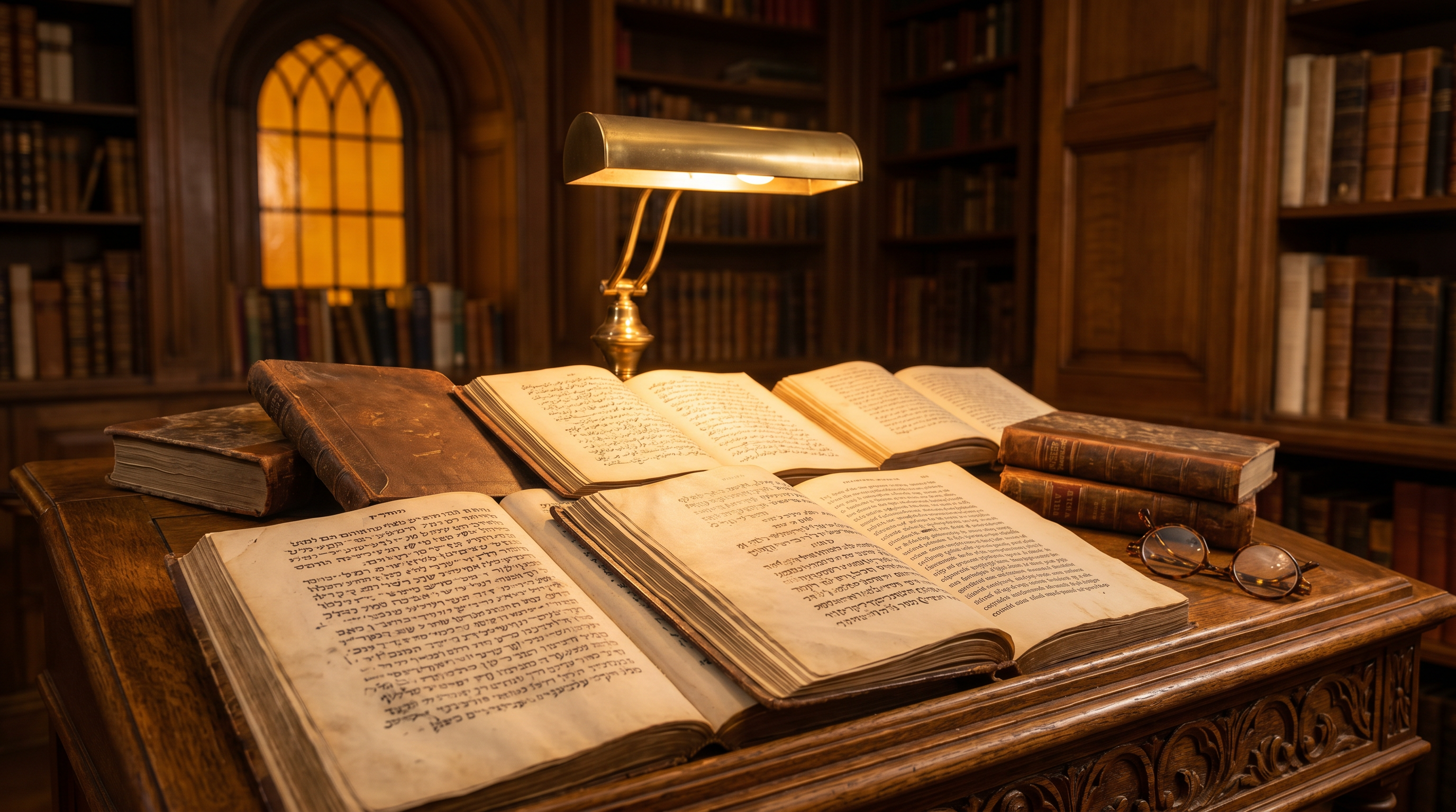 Sacred texts on a scholar's desk